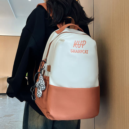 New Middle School Student Versatile Contrast Color Large Capacity Backpack College Student Korean Style University Style Good-looking Backpack