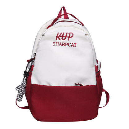 New Middle School Student Versatile Contrast Color Large Capacity Backpack College Student Korean Style University Style Good-looking Backpack