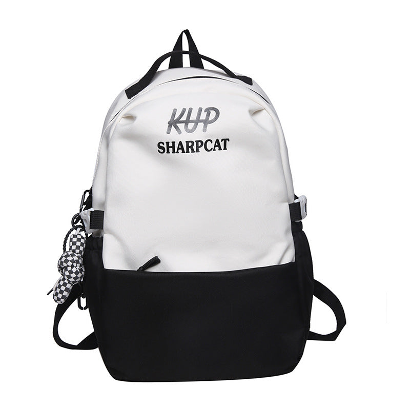 New Middle School Student Versatile Contrast Color Large Capacity Backpack College Student Korean Style University Style Good-looking Backpack