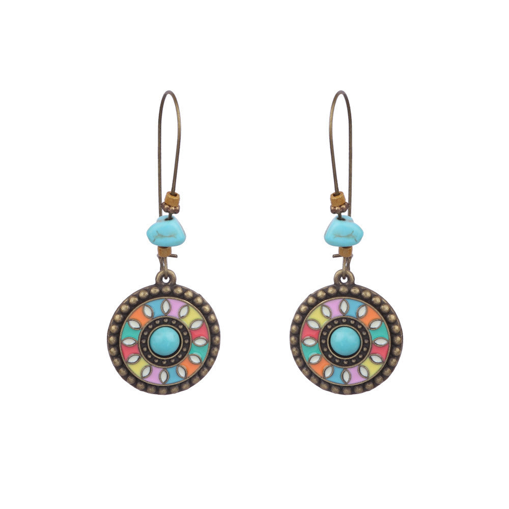 Geometric retro tassel openwork earrings