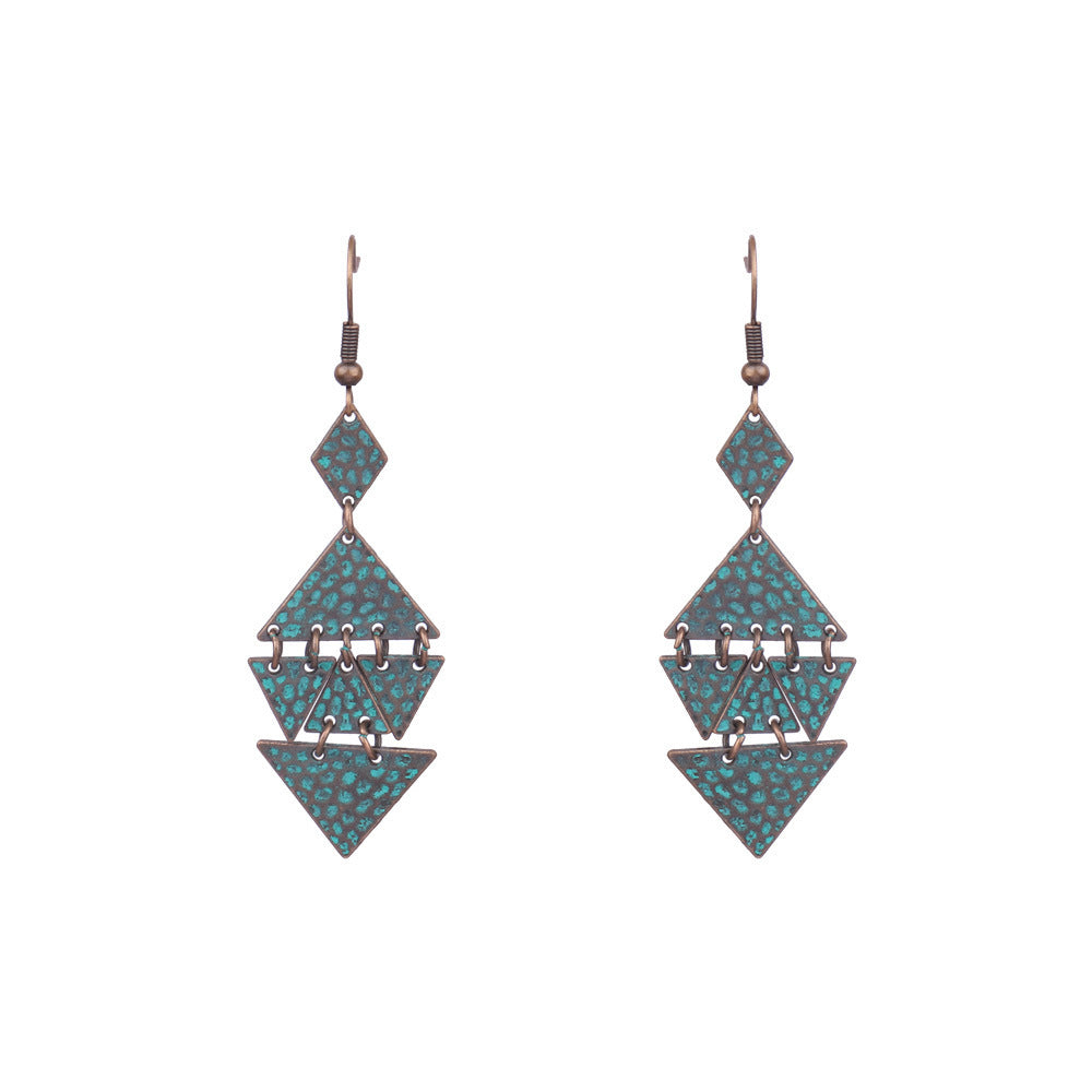 Geometric retro tassel openwork earrings