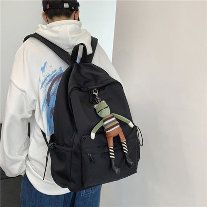 Korean Harajuku Junior's Schoolbag Men's and Women's Ins Simple Solid Color Waterproof Backpack Large Capacity Campus Backpack