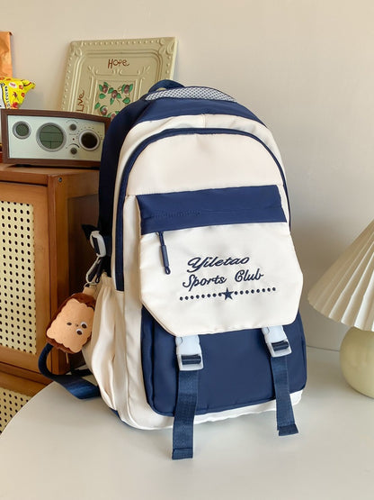 INS Japanese Style Workwear Style Schoolbag Female High School Student Junior High School Student Large Capacity Contrast Color Backpack Travel Backpack Male