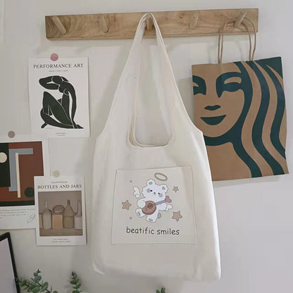 New Canvas Bag Women's Shoulder Japanese Cartoons Animation All-Match Harajuku Ulzzang College Students Bag Cloth Bag