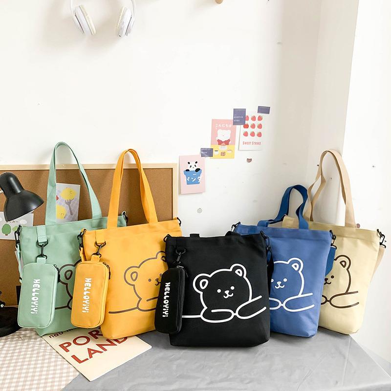 Elementary School Students' Tutorial Bag New Shoulder Bag Canvas Bag Children's Cram School Messenger Bag School Bag Tuition Bag