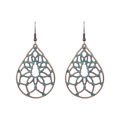 Geometric retro tassel openwork earrings