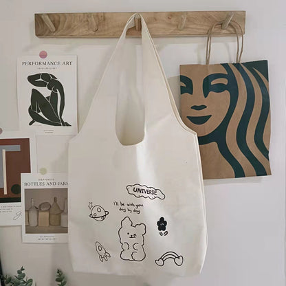 New Canvas Bag Women's Shoulder Japanese Cartoons Animation All-Match Harajuku Ulzzang College Students Bag Cloth Bag