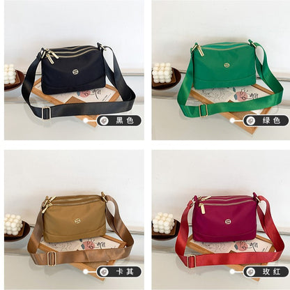 New Cross-Border Bag Simple Solid Color Nylon Cloth Bag Casual Simple Shoulder Bag Large Capacity Multi-Compartment Small Square Bag