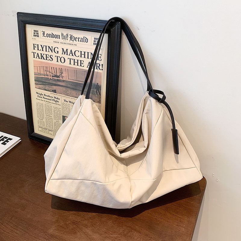 Spring  New Korean Style Cloth Bag Women's Large Capacity Stitching Canvas Bag All-Match Fashion All-Match Women's Shoulder Bag