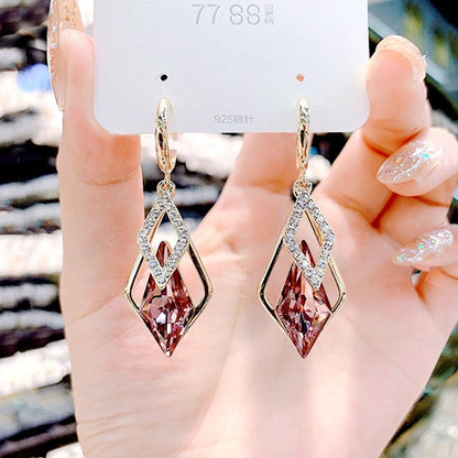 Geometry S925 silver needle crystal earrings