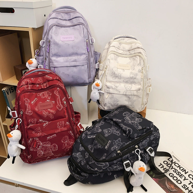 New Backpack Female Ins Good-looking Schoolbag Height Junior High School College Students Female Large-Capacity Backpack Simple Casual