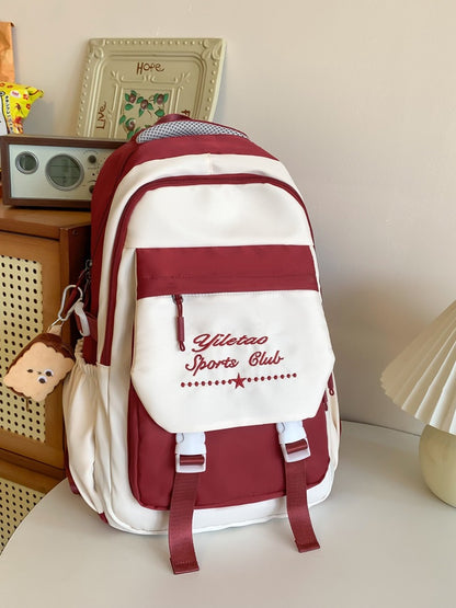 INS Japanese Style Workwear Style Schoolbag Female High School Student Junior High School Student Large Capacity Contrast Color Backpack Travel Backpack Male