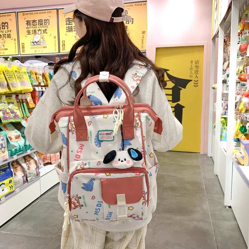 Chic Cute Girl Campus Backpack Ins Cartoon Large Capacity Schoolbag for Girls High School Student Computer Backpack