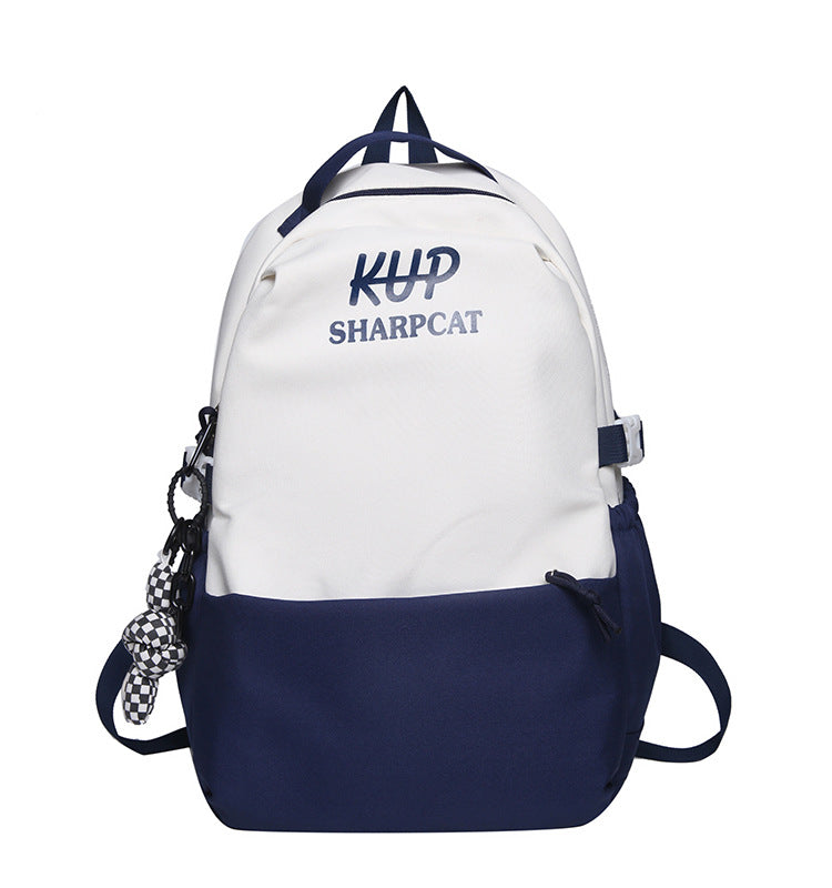 New Middle School Student Versatile Contrast Color Large Capacity Backpack College Student Korean Style University Style Good-looking Backpack