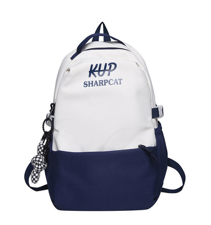 New Middle School Student Versatile Contrast Color Large Capacity Backpack College Student Korean Style University Style Good-looking Backpack