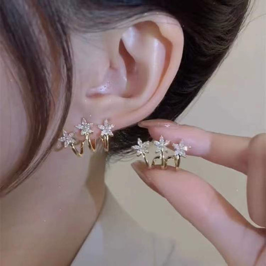 Three flower earrings