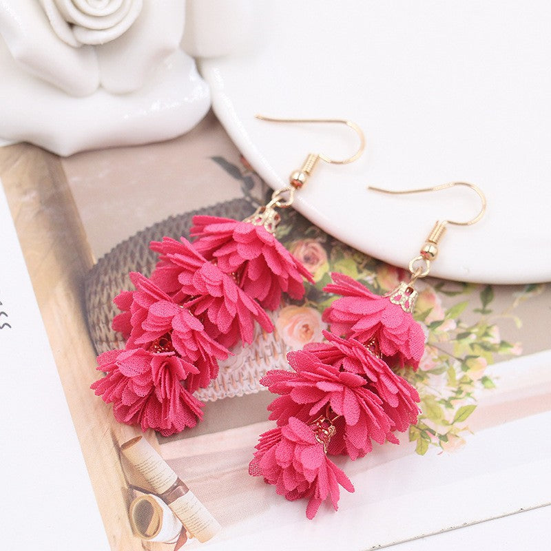 Fashion simple fabric flower earrings