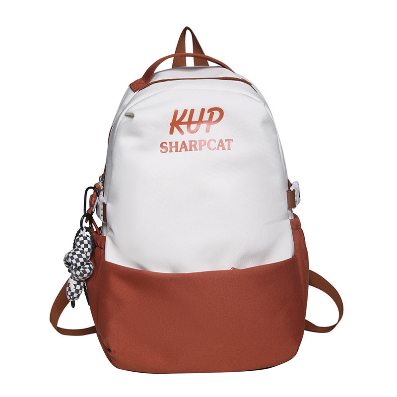 New Middle School Student Versatile Contrast Color Large Capacity Backpack College Student Korean Style University Style Good-looking Backpack