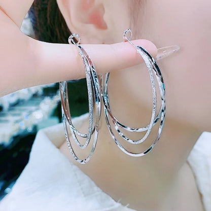 Multi-layer big ear ring S925 silver needle big ring earrings