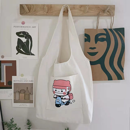 New Canvas Bag Women's Shoulder Japanese Cartoons Animation All-Match Harajuku Ulzzang College Students Bag Cloth Bag