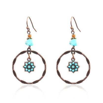 Plum blossom turquoise bohemian style earrings