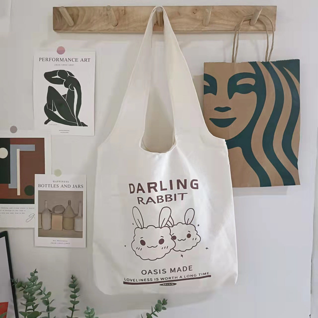 New Canvas Bag Women's Shoulder Japanese Cartoons Animation All-Match Harajuku Ulzzang College Students Bag Cloth Bag