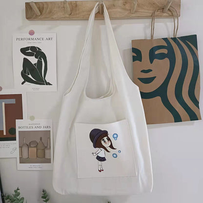 New Canvas Bag Women's Shoulder Japanese Cartoons Animation All-Match Harajuku Ulzzang College Students Bag Cloth Bag