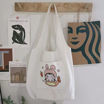 New Canvas Bag Women's Shoulder Japanese Cartoons Animation All-Match Harajuku Ulzzang College Students Bag Cloth Bag