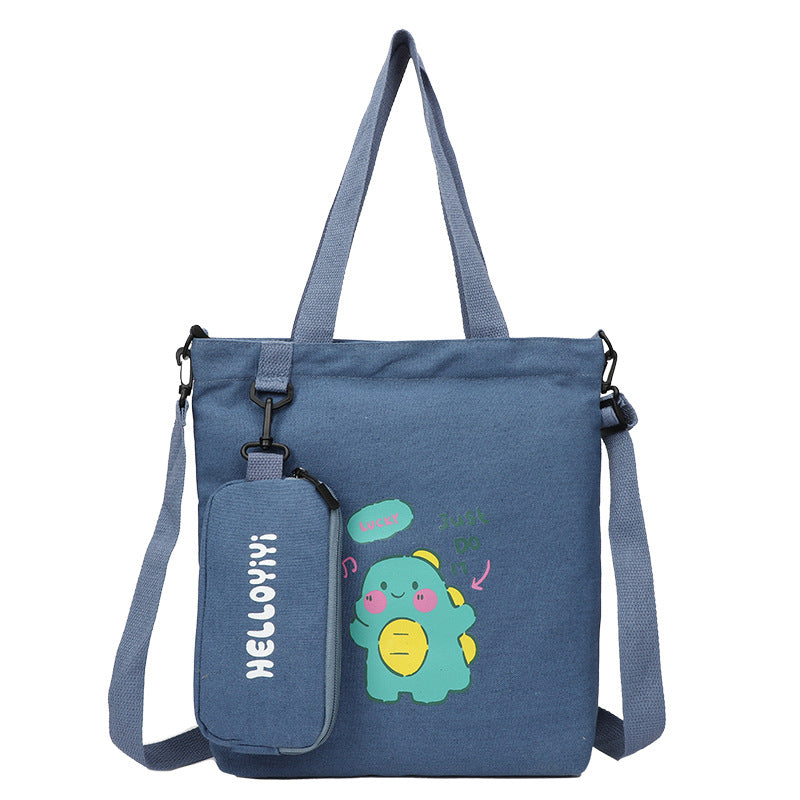 Student's Canvas Bag New Children's Portable Tuition Bag Elementary School Student Schoolbag Tutorial Class Tuition Bag One Shoulder Canvas Bag