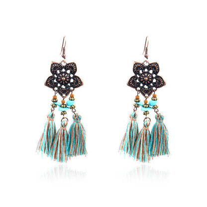 Plum blossom turquoise bohemian style earrings