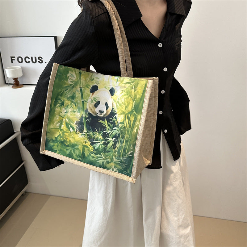 Cross-Border Texture Linen Bag for Women  New Summer All-Matching Tote Large Capacity Shoulder Tote Bag for Women