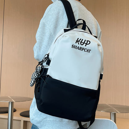 New Middle School Student Versatile Contrast Color Large Capacity Backpack College Student Korean Style University Style Good-looking Backpack