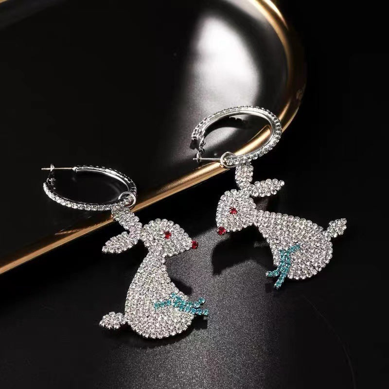 Rhinestone long tassel s925 earrings