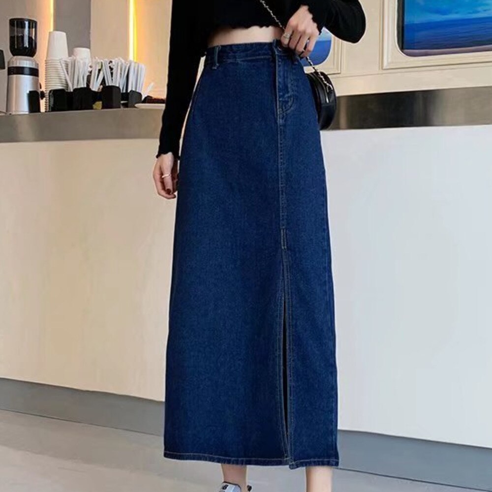 funninessgames Denim Skirt   Woman Jeans Skirt Wide Leg Denim Clothing Blue Jeans Vintage Quality  Fashion Straight Pants