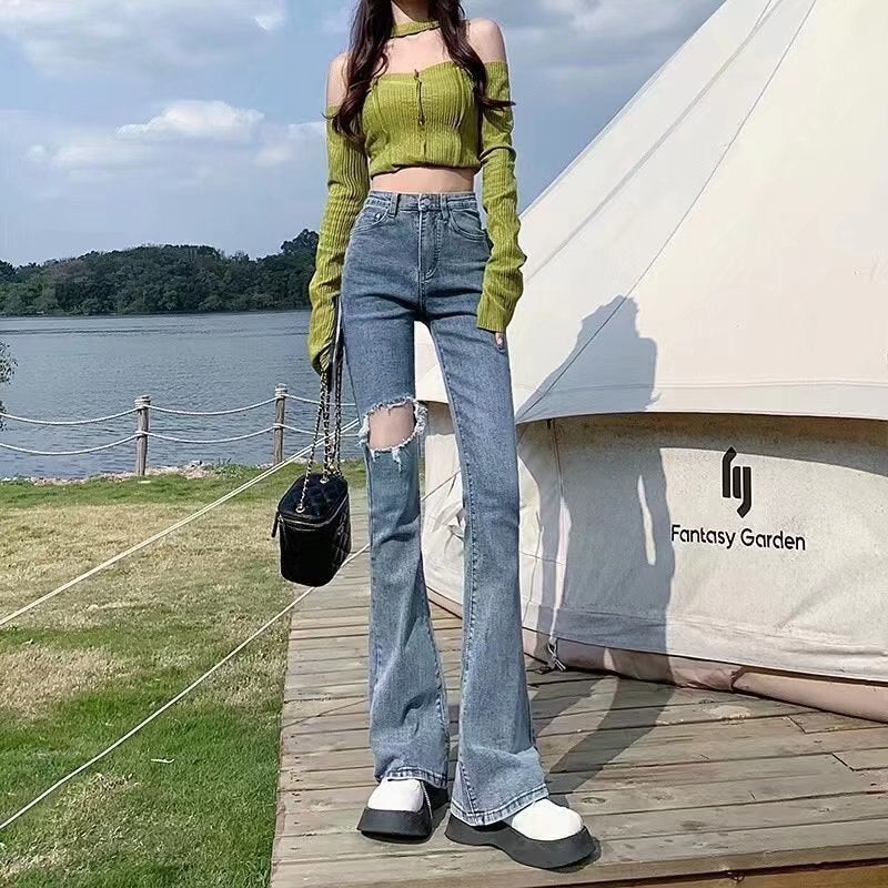 funninessgames Women Pant Woman Jeans High Waist Denim Pants Wide Leg Denim Clothing Blue Jeans Vintage Quality  Fashion Straight Pants