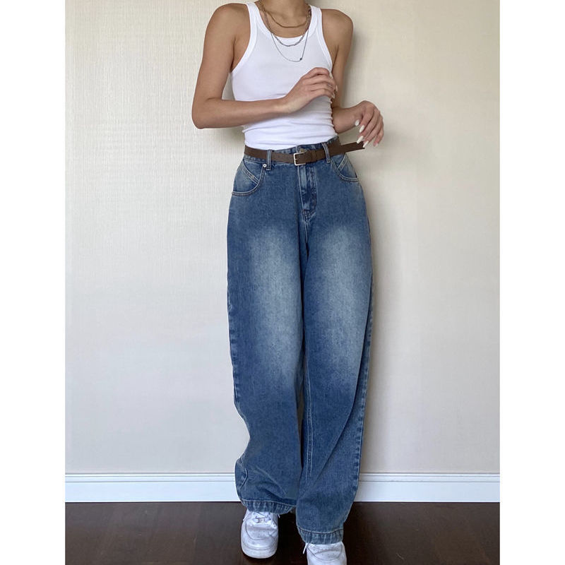 funninessgames Retro Vintage Casual Oversize Baggy Jeans Women High Waist Streetwear Straight Leg Denim Trousers  Fashion Pantalones