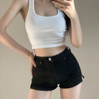 funninessgames Leisure, Lazy, Popular Temperament, Fashion Trend, New Summer Hong Kong Style Jeans, Shorts, And Handsome Women