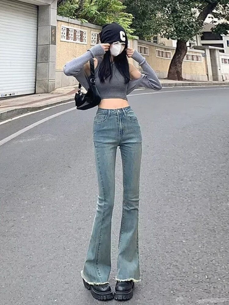 funninessgames Women Pant Woman Jeans High Waist Denim Pants Wide Leg Denim Clothing Blue Jeans Vintage Quality  Fashion Straight Pants