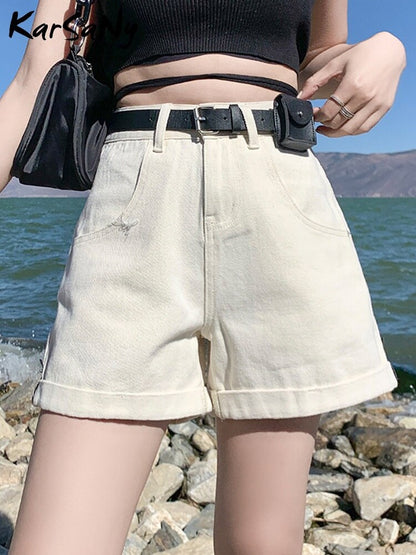 Back To School Women's Summer Shorts Women Denim Clothing Wide Leg Short Jeans  A Line Loose Denim Shorts For Women High Waist