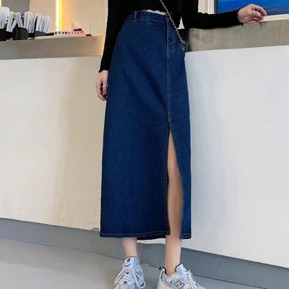 funninessgames Denim Skirt   Woman Jeans Skirt Wide Leg Denim Clothing Blue Jeans Vintage Quality  Fashion Straight Pants