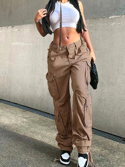 funninessgames Cargo Pant Women Jeans Loose Trouser Sweat Pants With Pockets Vintage Long Streetwear Low Waist Casual Jogger Overalls