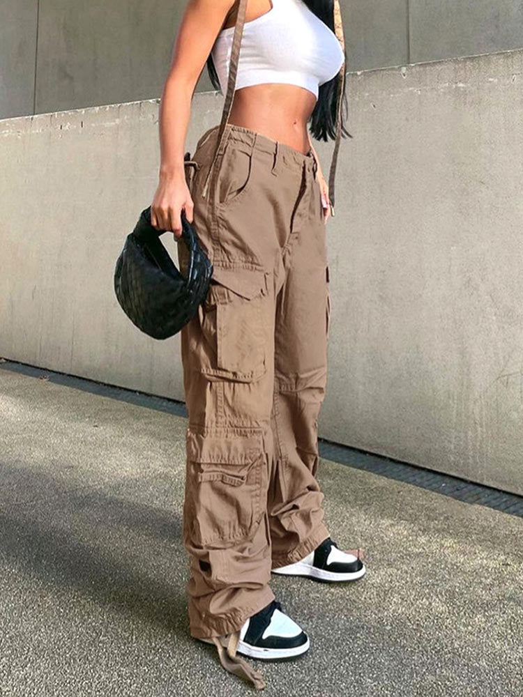 funninessgames Cargo Pant Women Jeans Loose Trouser Sweat Pants With Pockets Vintage Long Streetwear Low Waist Casual Jogger Overalls