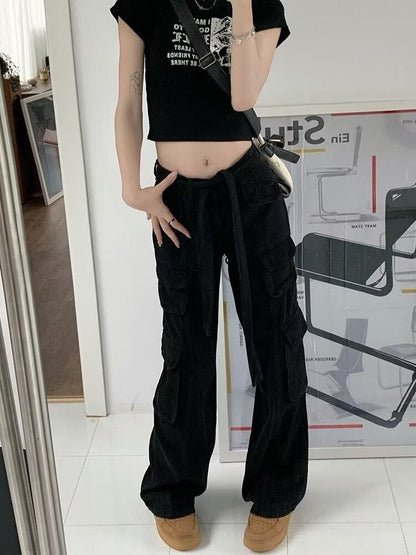 funninessgames trousers summer popular light-colored women's new temperament trend wide-leg pants Japanese fashion zipper jeans