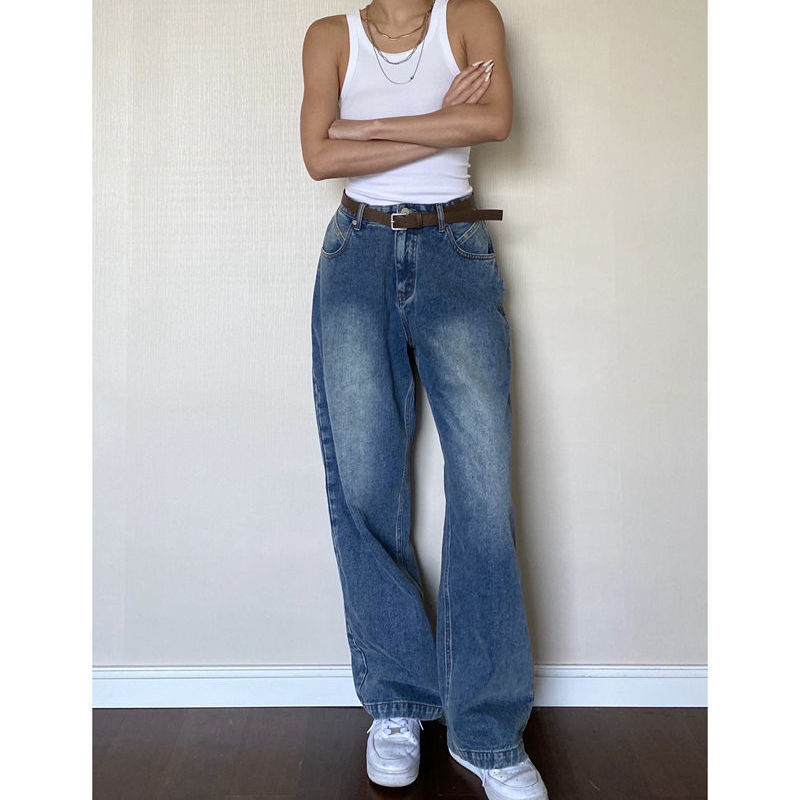 funninessgames Retro Vintage Casual Oversize Baggy Jeans Women High Waist Streetwear Straight Leg Denim Trousers  Fashion Pantalones