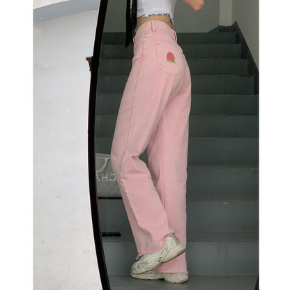 funninessgames Y2K Oversize Pink Women Jeans Korean Fashion Streetwear High Waist Baggy Wide Leg Denim Pants E Girl Asethetic Trousers