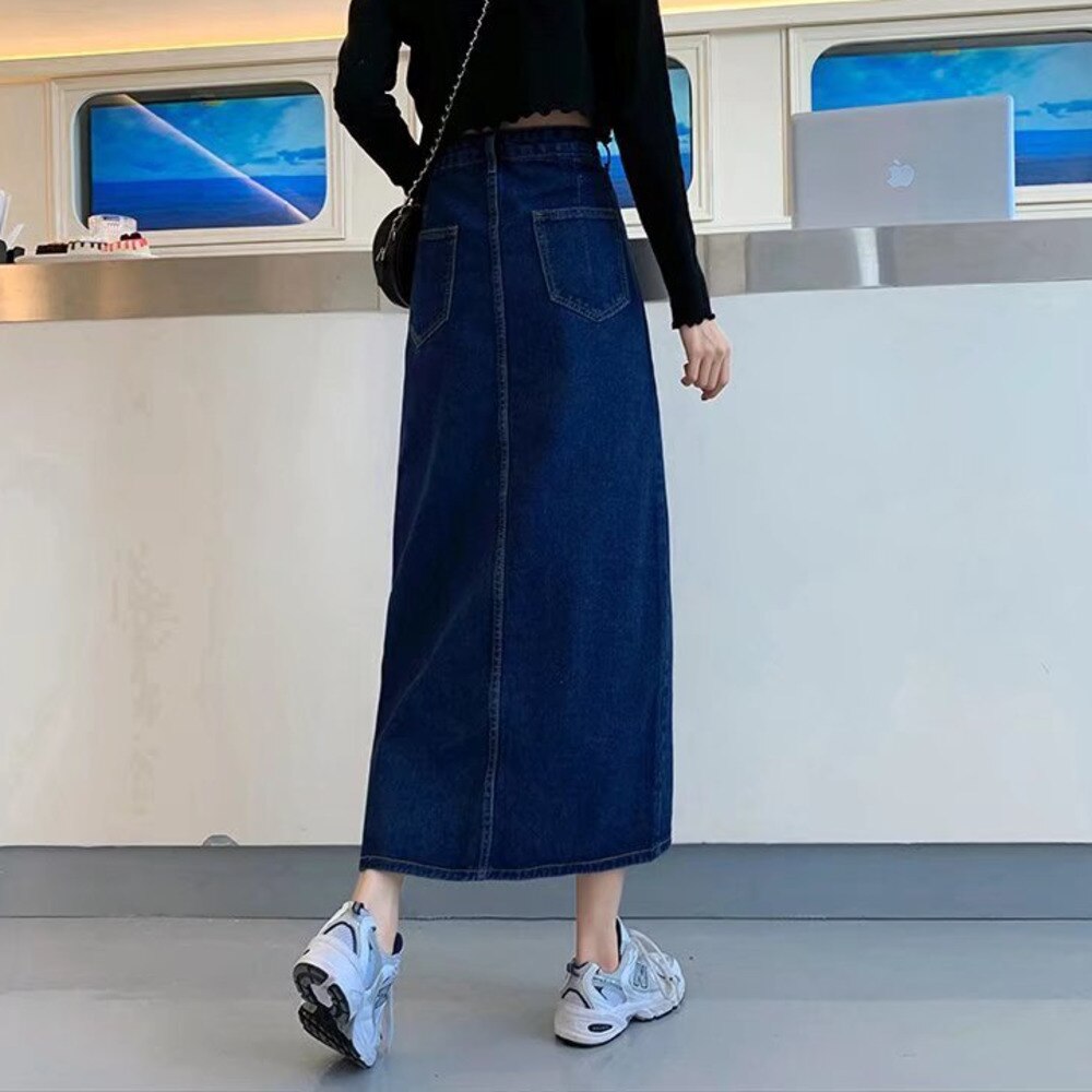 funninessgames Denim Skirt   Woman Jeans Skirt Wide Leg Denim Clothing Blue Jeans Vintage Quality  Fashion Straight Pants