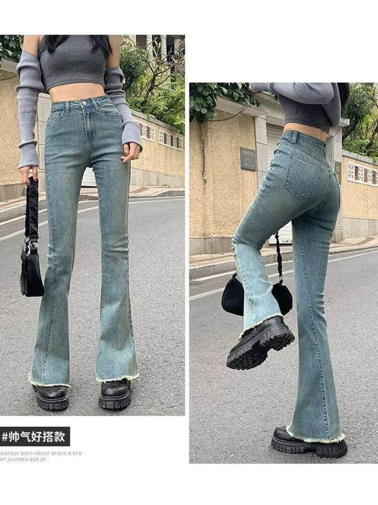 funninessgames Women Pant Woman Jeans High Waist Denim Pants Wide Leg Denim Clothing Blue Jeans Vintage Quality  Fashion Straight Pants