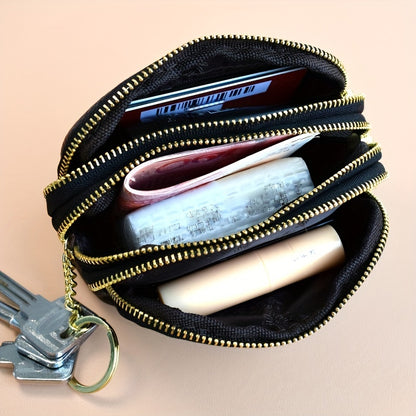 Three Layers Purse, Change Coin Purse, Mini Change Holder With Zipper, Key Storage Pouch