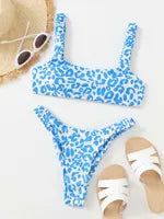 Sexy high waist bikini designer swimwear fashion multicolor leopard print swimsuit for women bikinis