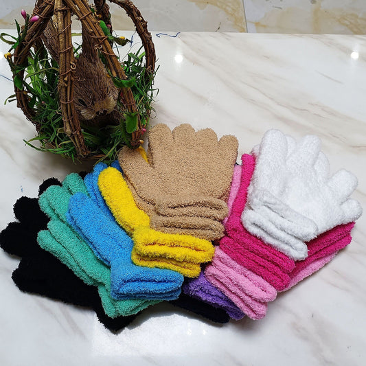 1/10pairs Solid Color Coral Velvet Gloves Short Warm Elastic Gloves Autumn Winter Coldproof Split Finger Gloves